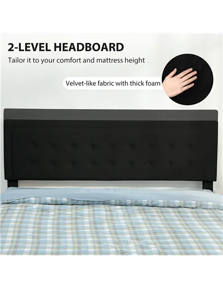 HOMCOM King Size Ottoman Bed Frame, with Front Drawer - Black