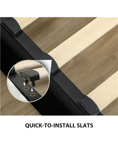 HOMCOM King Size Ottoman Bed Frame, with Front Drawer - Black