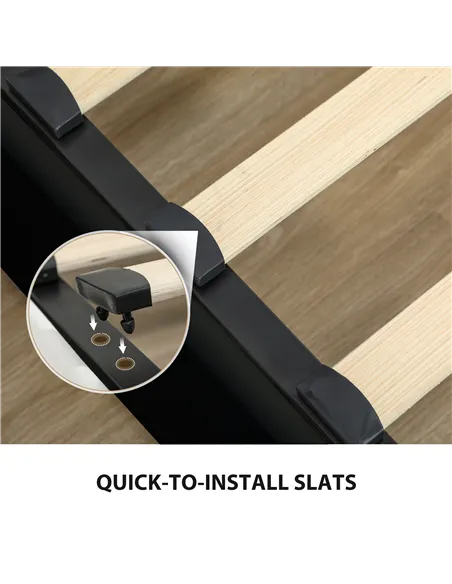 HOMCOM King Size Ottoman Bed Frame, with Front Drawer - Black