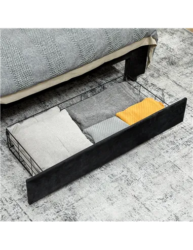 HOMCOM King Size Ottoman Bed Frame, with Front Drawer - Black