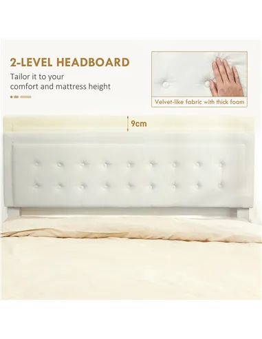 HOMCOM King Size Ottoman Bed Frame, with Front Drawer - Cream