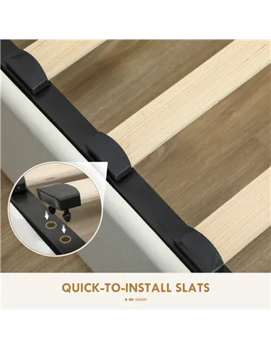 HOMCOM King Size Ottoman Bed Frame, with Front Drawer - Cream