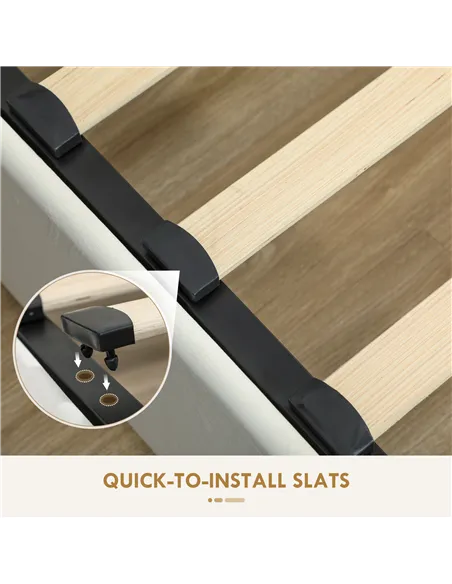 HOMCOM King Size Ottoman Bed Frame, with Front Drawer - Cream