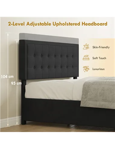 HOMCOM Double Ottoman Bed Frame, with Front Drawer - Black