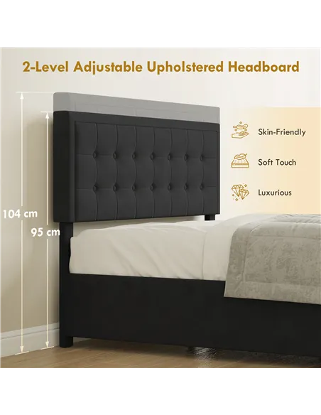 HOMCOM Double Ottoman Bed Frame, with Front Drawer - Black