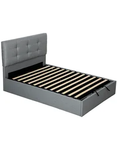 HOMCOM 4ft6 Double Ottoman Bed with Gas Lift Storage - Grey