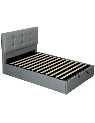 HOMCOM 4ft6 Double Ottoman Bed with Gas Lift Storage - Grey