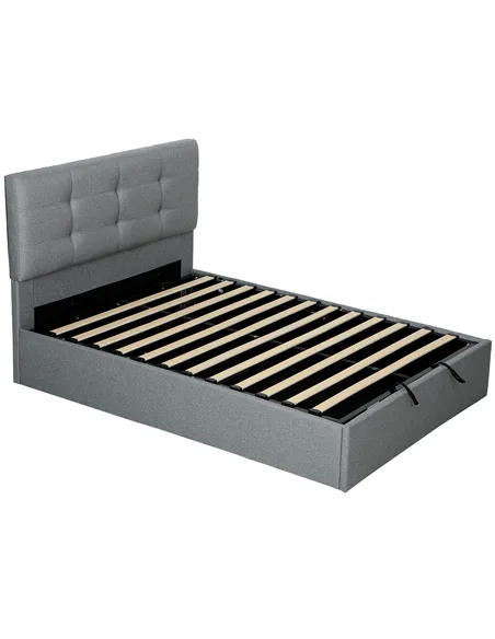 HOMCOM 4ft6 Double Ottoman Bed with Gas Lift Storage - Grey