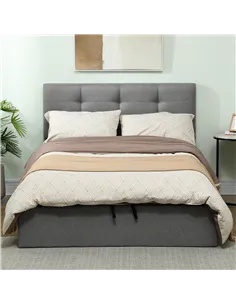 HOMCOM 4ft6 Double Ottoman Bed with Gas Lift Storage - Grey 2