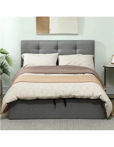 HOMCOM 4ft6 Double Ottoman Bed with Gas Lift Storage - Grey