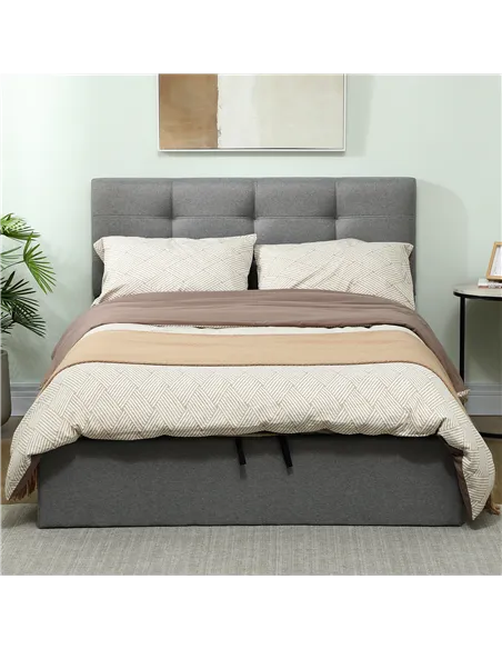 HOMCOM 4ft6 Double Ottoman Bed with Gas Lift Storage - Grey