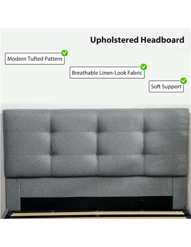 HOMCOM 4ft6 Double Ottoman Bed with Gas Lift Storage - Grey