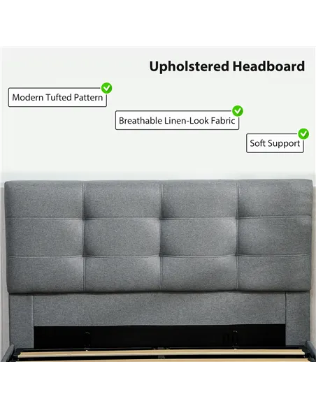 HOMCOM 4ft6 Double Ottoman Bed with Gas Lift Storage - Grey