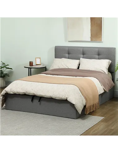 HOMCOM 4ft6 Double Ottoman Bed with Gas Lift Storage - Grey