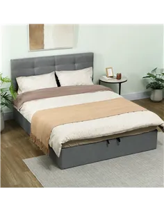 HOMCOM 5ft King Ottoman Bed with Gas Lift Storage - Grey 2