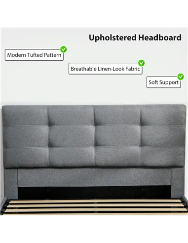 HOMCOM 5ft King Ottoman Bed with Gas Lift Storage - Grey