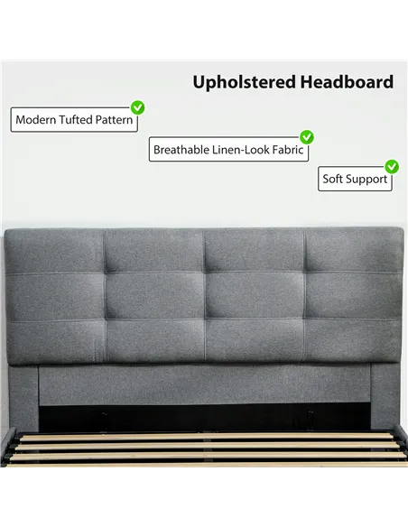 HOMCOM 5ft King Ottoman Bed with Gas Lift Storage - Grey