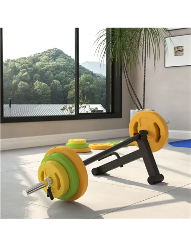 HOMCOM 20kg Adjustable Barbell Weights Set with Barbell Jack, Adjustable Weights Set with Non-slip Handle and Fixing Clip, for H