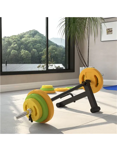 HOMCOM 20kg Adjustable Barbell Weights Set with Barbell Jack, Adjustable Weights Set with Non-slip Handle and Fixing Clip, for H