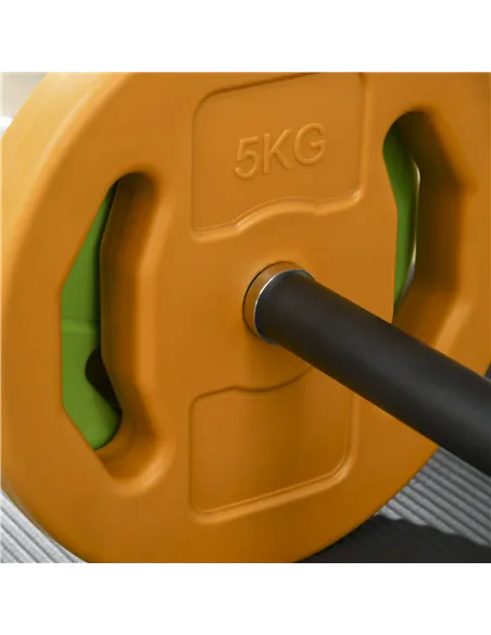 HOMCOM 20kg Adjustable Barbell Weights Set with Barbell Jack, Adjustable Weights Set with Non-slip Handle and Fixing Clip, for H