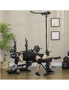 HOMCOM Adjustable Weight Bench with Pulley System, Incline Bench Press Set with Squat Rack, Leg Developer, Butterfly and Weight  2