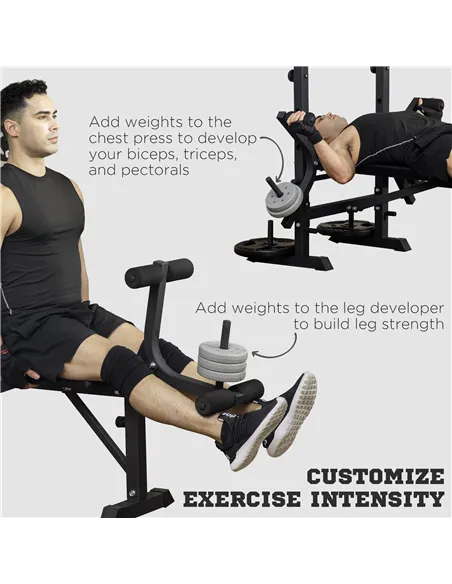 HOMCOM Adjustable Weight Bench with Pulley System, Incline Bench Press Set with Squat Rack, Leg Developer, Butterfly and Weight 