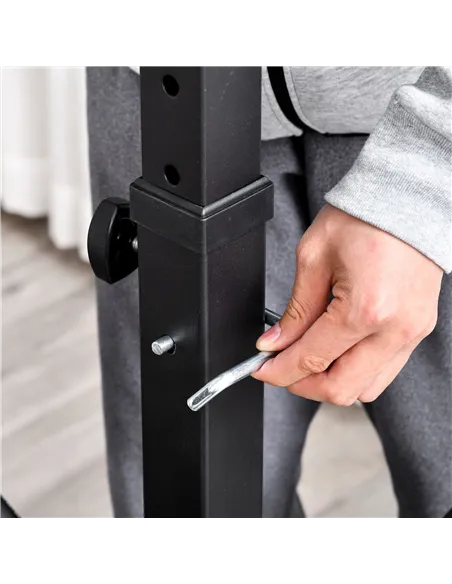 HOMCOM Weight Bench with Adjustable Barbell Rack, Leg Extension, Preacher Curl Pad and 20kg Barbell Set