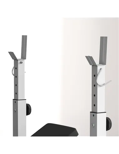 HOMCOM Adjustable Weight Bench with Squat Rack, Heavy Duty Bench Press Rack with Preacher Curl Pad, Leg Developer, Barbell Rack,