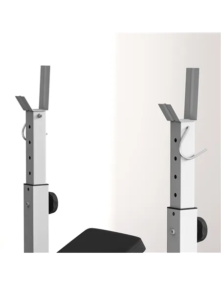 HOMCOM Adjustable Weight Bench with Squat Rack, Heavy Duty Bench Press Rack with Preacher Curl Pad, Leg Developer, Barbell Rack,