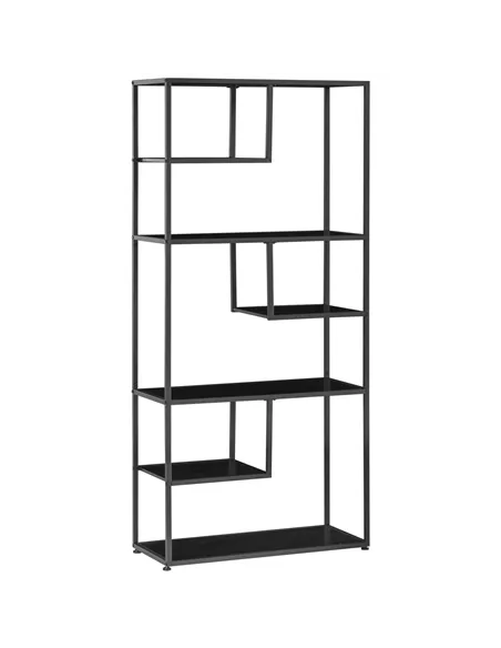 HOMCOM Industrial Accent Display Rack 7 Tier Bookcase, Display Rack for Living Room, Office, Bedroom, Black