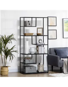 HOMCOM Industrial Accent Display Rack 7 Tier Bookcase, Display Rack for Living Room, Office, Bedroom, Black 2