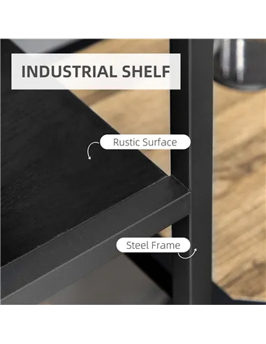 HOMCOM Industrial Accent Display Rack 7 Tier Bookcase, Display Rack for Living Room, Office, Bedroom, Black