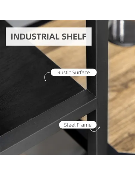 HOMCOM Industrial Accent Display Rack 7 Tier Bookcase, Display Rack for Living Room, Office, Bedroom, Black