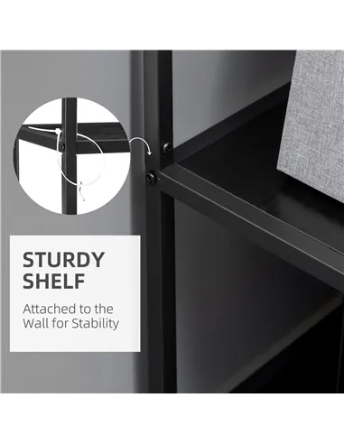 HOMCOM Industrial Accent Display Rack 7 Tier Bookcase, Display Rack for Living Room, Office, Bedroom, Black