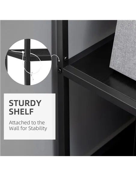 HOMCOM Industrial Accent Display Rack 7 Tier Bookcase, Display Rack for Living Room, Office, Bedroom, Black