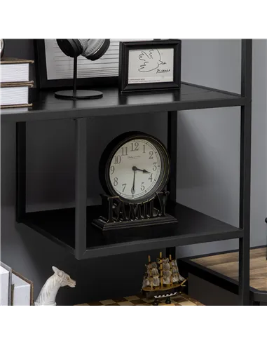 HOMCOM Industrial Accent Display Rack 7 Tier Bookcase, Display Rack for Living Room, Office, Bedroom, Black