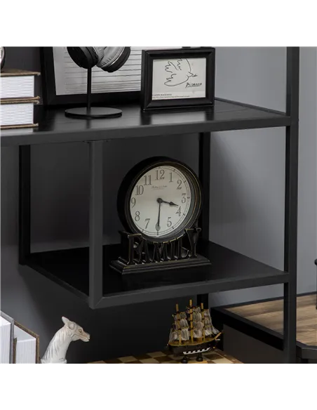 HOMCOM Industrial Accent Display Rack 7 Tier Bookcase, Display Rack for Living Room, Office, Bedroom, Black