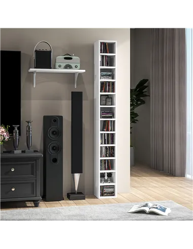 HOMCOM 204 CD Tall Narrow Media Storage Tower - White