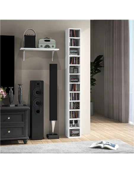 HOMCOM 204 CD Tall Narrow Media Storage Tower - White