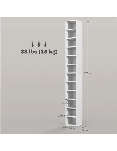HOMCOM 204 CD Tall Narrow Media Storage Tower - White
