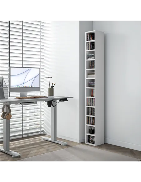 HOMCOM 204 CD Tall Narrow Media Storage Tower - White