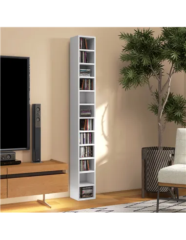 HOMCOM 204 CD Tall Narrow Media Storage Tower - White
