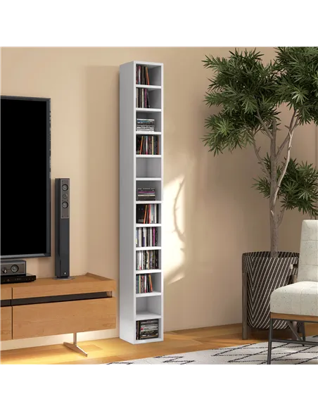 HOMCOM 204 CD Tall Narrow Media Storage Tower - White