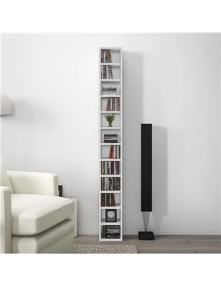 HOMCOM 204 CD Tall Narrow Media Storage Tower - White