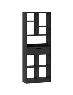 HOMCOM Tall Bookshelf with Drawer, Freestanding Bookcase for Bedroom, Living Room, Home Office, Black