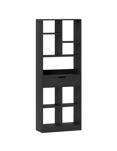 HOMCOM Tall Bookshelf with Drawer, Freestanding Bookcase for Bedroom, Living Room, Home Office, Black