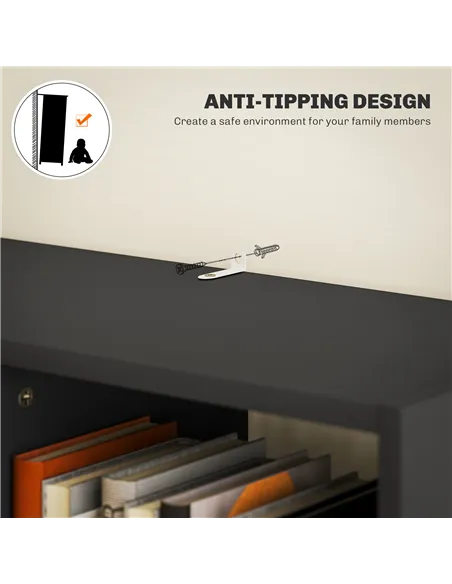 HOMCOM Tall Bookshelf with Drawer, Freestanding Bookcase for Bedroom, Living Room, Home Office, Black