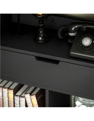 HOMCOM Tall Bookshelf with Drawer, Freestanding Bookcase for Bedroom, Living Room, Home Office, Black