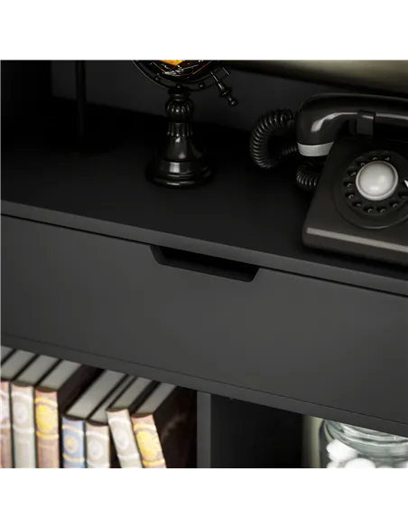 HOMCOM Tall Bookshelf with Drawer, Freestanding Bookcase for Bedroom, Living Room, Home Office, Black