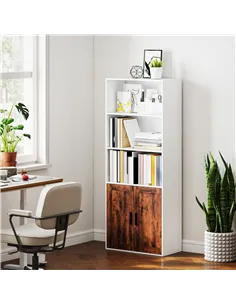 HOMCOM 5-Tier Bookcase with Adjustable Shelf - Rustic Brown 2